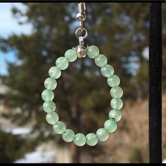 Green Aventurine Hoop Earrings - Picture 6 of 8